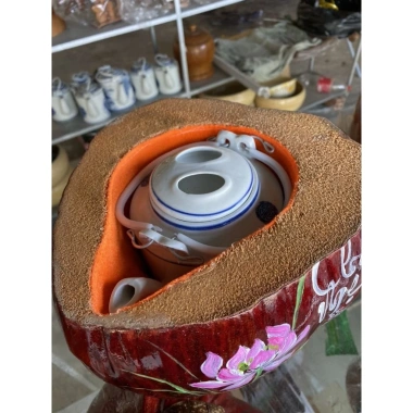 Vỏ Ủ Ấm Bình Trà 1.000ml Trái Dừa - Mẫu Thư Pháp Độc Đáo, Giá Giảm 250k 6