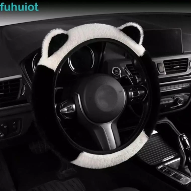 Vỏ vô lăng tai mèo FUHUIOT sang trọng, chống trượt, giữ ấm lạnh, mềm mại cho nữ