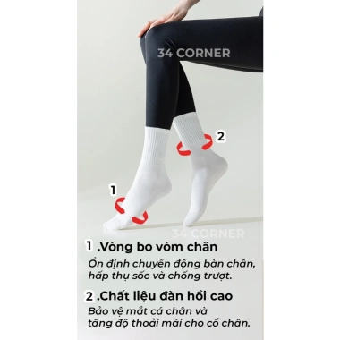 Vớ Yoga Nữ Cổ Cao Cotton Chống Trượt, Thoáng Mát Co Dãn - Giá chỉ 38.000₫