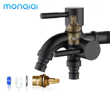 Vòi 2 vòi MONQIQI – vòi sen, vòi đôi có ống, dùng cho sân vườn & bếp, 85.000đ