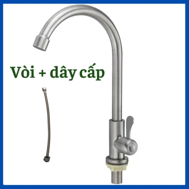 Vòi bếp đơn lạnh inox 304 – Vòi rửa chén 1 đường lạnh, chỉ 90.999₫, tiết kiệm