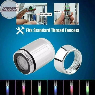 Vòi cảm biến LED 3 màu tự động, thay đổi ánh sáng và nhiệt độ, tiết kiệm nước, sục khí, phun cho bếp và phòng tắm 9