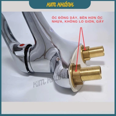 Vòi chậu rửa mặt Cassa ốc đồng - Vòi lavabo nóng lạnh 2 chân cắm chậu cao cấp, giá 316.000₫