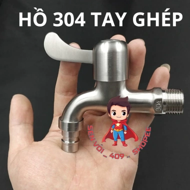Vòi hồ vòi máy giặt INOX SUS 304 cao cấp tay gạt đúc liền bột inox 64.000đ 9