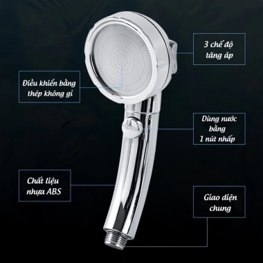 Vòi hoa sen tăng áp cao cấp 3 chế độ chỉnh nước Vòi tắm Giá ưu đãi 40.900đ