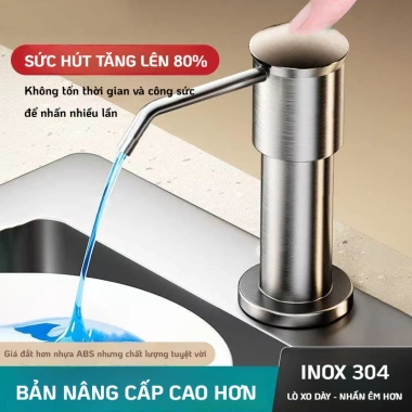 Vòi Hút Nước Rửa Chén INOX 304 MoLuux - Phiên bản mới, cao hơn, lò xò dày, nhấn êm đều, giá 179.999 VND