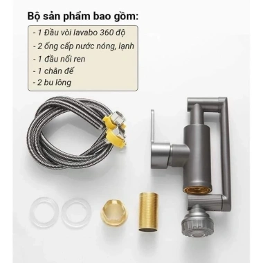 Vòi Nước Lavabo Nóng Lạnh Xoay 720 độ - Lõi Đồng, Dây Dẫn 60m, Vòi Rửa Mặt ABS - Giá Ưu Đãi 89.000₫