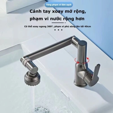Vòi Nước Lavabo Nóng Lạnh Xoay 720 độ - Lõi Đồng, Dây Dẫn 60m, Vòi Rửa Mặt ABS - Giá Ưu Đãi 89.000₫