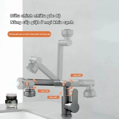 Vòi Nước Lavabo Nóng Lạnh Xoay 720 độ - Lõi Đồng, Dây Dẫn 60m, Vòi Rửa Mặt ABS - Giá Ưu Đãi 89.000₫