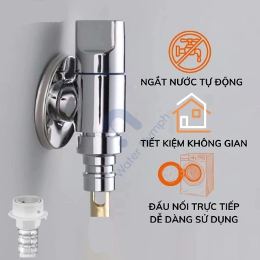 Vòi nước máy giặt đồng NOP Waternymph - Tiết kiệm không gian, tự động ngừng nước