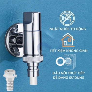 Vòi nước máy giặt đồng NOP Waternymph - Tiết kiệm không gian, tự động ngừng nước