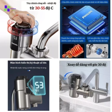 Vòi nước nóng ngang PHILIPS chính hãng 3.400W - Siêu tốc, giá 1,96 triệu