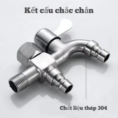 Vòi Nước Thép Không Gỉ 304 2 Đầu Ra Độc Lập - Tiện Dụng Cho Máy Giặt, Chia Nước Thành 2 Cổng 3 Vòi Nước Thép Không Gỉ 304 2 Đầu Ra Độc Lập - Tiện Dụng Cho Máy Giặt, Chia Nước Thành 2 Cổng 3