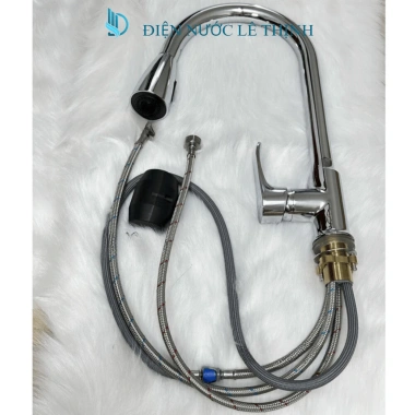 Vòi rửa bát, chén nóng lạnh đồng mạ crom rút dây - Giá chỉ 560.000₫