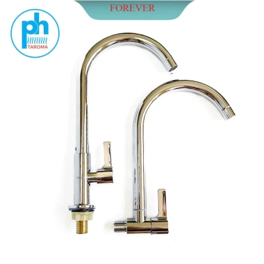 Vòi rửa bát đơn lạnh TAROMA 304 - sáng bóng, cắm chậu/tường, cần bi xoay nhẹ, giảm giá 135k