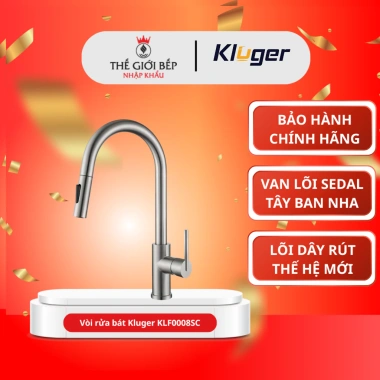 Vòi rửa bát Kluger KLF30S - Dây rút, xoay 360°, nóng lạnh cao cấp, giảm 20%
