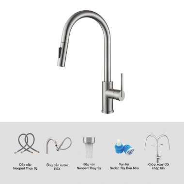 Vòi rửa bát Kluger KLF30S - Dây rút, xoay 360°, nóng lạnh cao cấp, giảm 20% 2 Vòi rửa bát Kluger KLF30S - Dây rút, xoay 360°, nóng lạnh cao cấp, giảm 20% 2