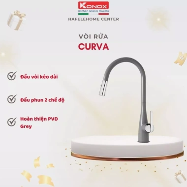 Vòi Rửa Bát Konox Curva Black Grey Chrome - Cao cấp, tiện ích nhà bếp, chỉ 5,570,000₫