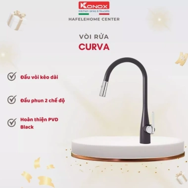 Vòi Rửa Bát Konox Curva Black Grey Chrome - Cao cấp, tiện ích nhà bếp, chỉ 5,570,000₫