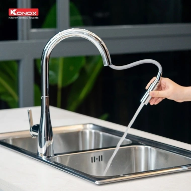 Vòi Rửa Bát Konox Curva Black Grey Chrome - Cao cấp, tiện ích nhà bếp, chỉ 5,570,000₫