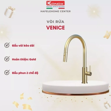 Vòi Rửa Bát Konox Venice Gun Metal - Gold Inox 304 Cao Cấp, Chống Oxy Hóa, Giá Giảm 5,21 Triệu