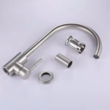 Vòi rửa chén bát inox mờ, vòi xả nước nóng lạnh, cần cứng, chỉ 200k 5