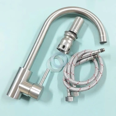Vòi rửa chén bát inox mờ, vòi xả nước nóng lạnh, cần cứng, chỉ 200k 6