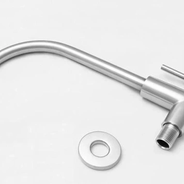 Vòi rửa chén bát lạnh gắn tường Inox 304 cần cứng - Giá chỉ 114.000 VND, giảm mạnh 6