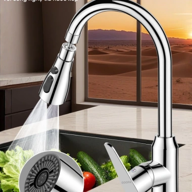 Vòi rửa chén GOOPA nóng lạnh 3 chế độ, thép không gỉ cao cấp, xoay 360 độ tiện lợi