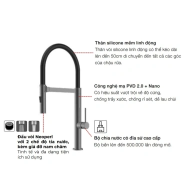 Vòi rửa chén HT24-SH1F527 Hafele - Thiết kế hiện đại, chống gỉ sét, chỉ 5.2 triệu 3 Vòi rửa chén HT24-SH1F527 Hafele - Thiết kế hiện đại, chống gỉ sét, chỉ 5.2 triệu 3