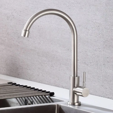 Vòi rửa chén inox 304 xoay 360 - Thiết kế lạnh cong, giá rẻ 21.900 VND