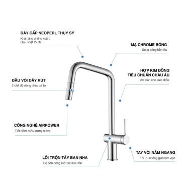 Vòi rửa chén Kluger KLF19C - Chống gỉ, êm tay, dễ lắp, giảm giá chỉ 3.990.000₫