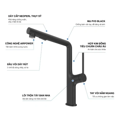 Vòi rửa chén Kluger KLF1B - Chống gỉ, Nóng lạnh 2 đường nước, Bền bỉ, Giá ưu đãi 3.432.000 5