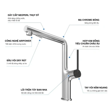Vòi rửa chén Kluger KLF1C Nóng Lạnh - Hiện đại, lắp đặt dễ dàng, giá 3.112.000 VND 2 Vòi rửa chén Kluger KLF1C Nóng Lạnh - Hiện đại, lắp đặt dễ dàng, giá 3.112.000 VND 2
