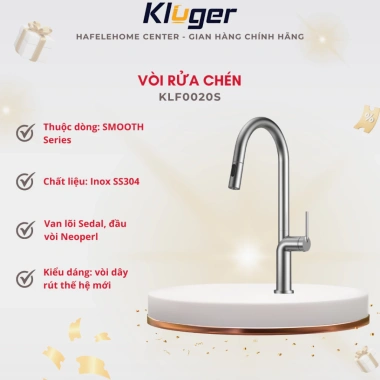Vòi rửa chén Kluger KLF20S inox bền đẹp - Giá 2.990.000 cho bếp hiện đại