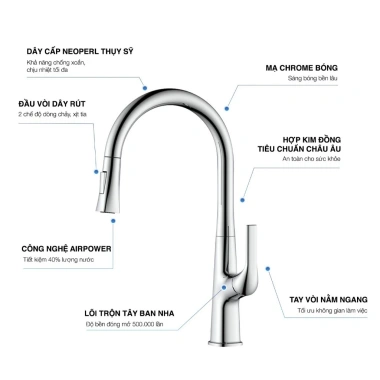 Vòi rửa chén Kluger KLF2C - Bảo hành dài, dễ dùng, ít hỏng hóc, chỉ 2,99 triệu 5