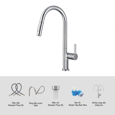 Vòi rửa chén Kluger KLF3C Nóng Lạnh 2 chế độ, đầu xoay 360, chống gỉ sét - Giá ưu đãi 3,512,000₫