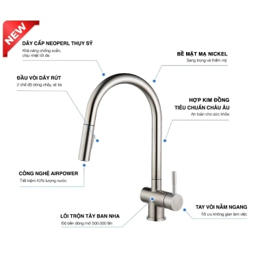 Vòi rửa chén Kluger KLF8SS – Hiệu suất cao, giảm 20% còn 3.590.000₫ 3