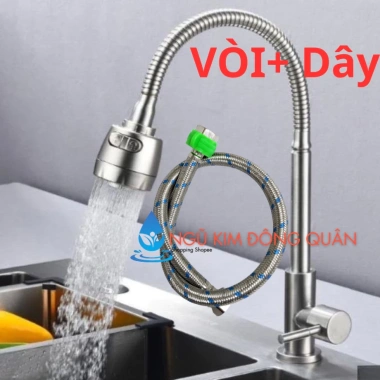 Vòi rửa chén lạnh inox 304, bẻ lò xo, xoay 360 do, 2 chế độ, thân xoắn, Giá 37.450 VND Vòi rửa chén lạnh inox 304, bẻ lò xo, xoay 360 do, 2 chế độ, thân xoắn, Giá 37.450 VND