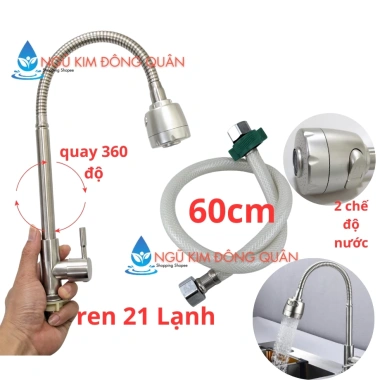 Vòi rửa chén lạnh inox 304, bẻ lò xo, xoay 360 do, 2 chế độ, thân xoắn, Giá 37.450 VND 2 Vòi rửa chén lạnh inox 304, bẻ lò xo, xoay 360 do, 2 chế độ, thân xoắn, Giá 37.450 VND 2