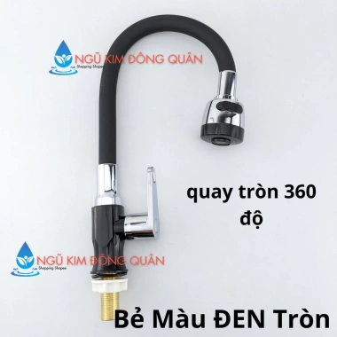 Vòi rửa chén xoay 360 thân bọc cao su cực bền - màu đen, giá chỉ 37.450₫ 4