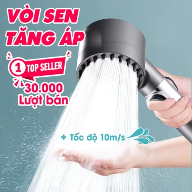 Vòi sen tăng áp 3 chế độ áp suất cao và bàn chải massage - Giá chỉ 43.000₫