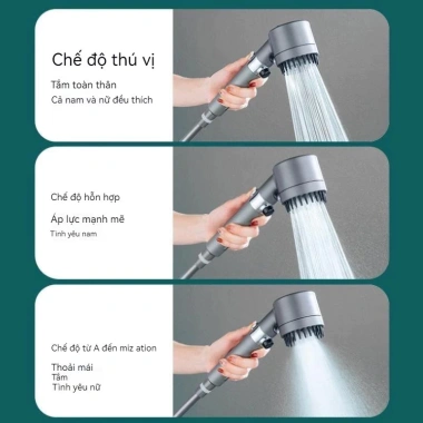 Vòi sen tăng áp 3 chế độ, đầu hoa sen, lõi cotton lọc, tiết kiệm nước - 26.000đ 4