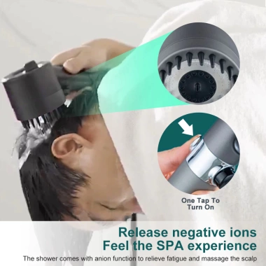 Vòi sen tăng áp 4 trong 1, đầu vòi hoa sen Massage, 3 chế độ áp suất cao, tiết kiệm nước, lõi cotton, giá 26.000 VND 4