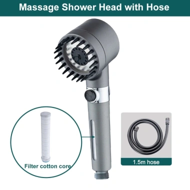 Vòi sen tăng áp 4 trong 1, đầu vòi hoa sen Massage, 3 chế độ áp suất cao, tiết kiệm nước, lõi cotton, giá 26.000 VND 8