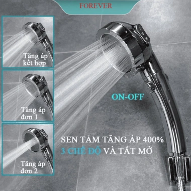 Vòi Sen Tăng Áp Hoa Sen nút stop - Siêu mạnh, tiết kiệm nước, giá chỉ 75.000₫