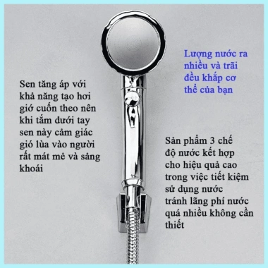 Vòi Sen Tăng Áp Hoa Sen nút stop - Siêu mạnh, tiết kiệm nước, giá chỉ 75.000₫