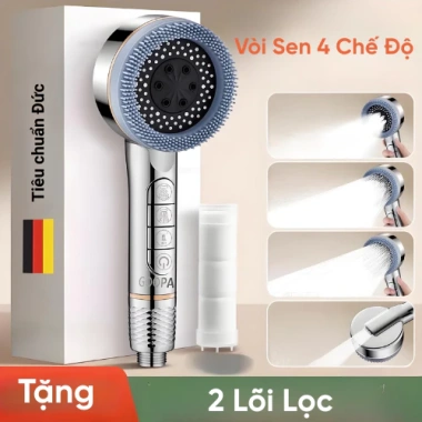 Vòi sen tăng áp nóng lạnh GOOPA 4 chế độ silicon massage chuyển đổi nút - 270.000₫