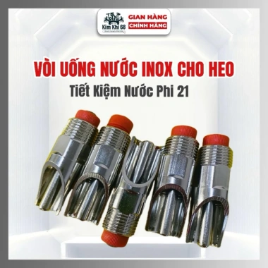 Vòi uống nước cho heo inox phi 21 tiết kiệm nước nút ngậm - Giá 22.000 VND