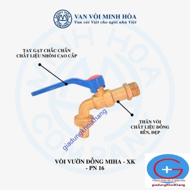 Vòi xả sân vườn MIHA XK đồng - Vòi gạt MBV 90° PN16, giảm còn 99.000đ